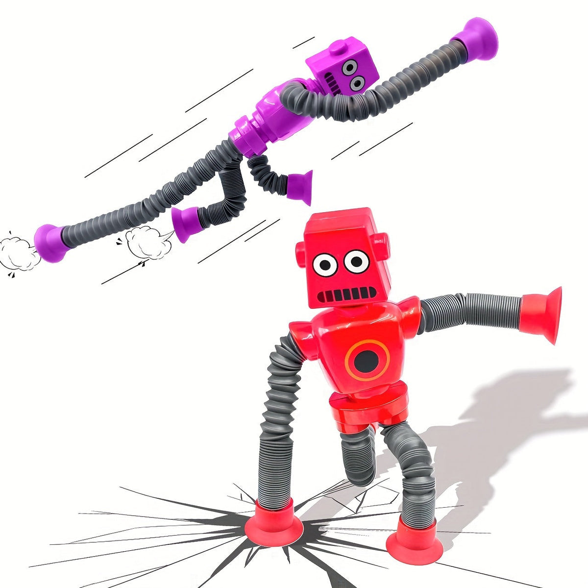 Robot sensorleksak – Böjlig popleksak med sugproppar för fidget och lek