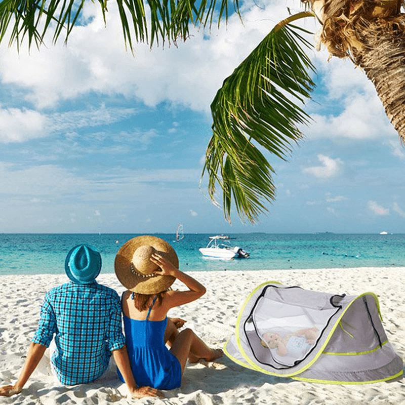 Pop-up UV-tält för barn – Strandtält med myggnät och UV-skydd