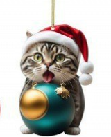 Julgranshänge katt med tomteluva – Söt julprydnad till granen