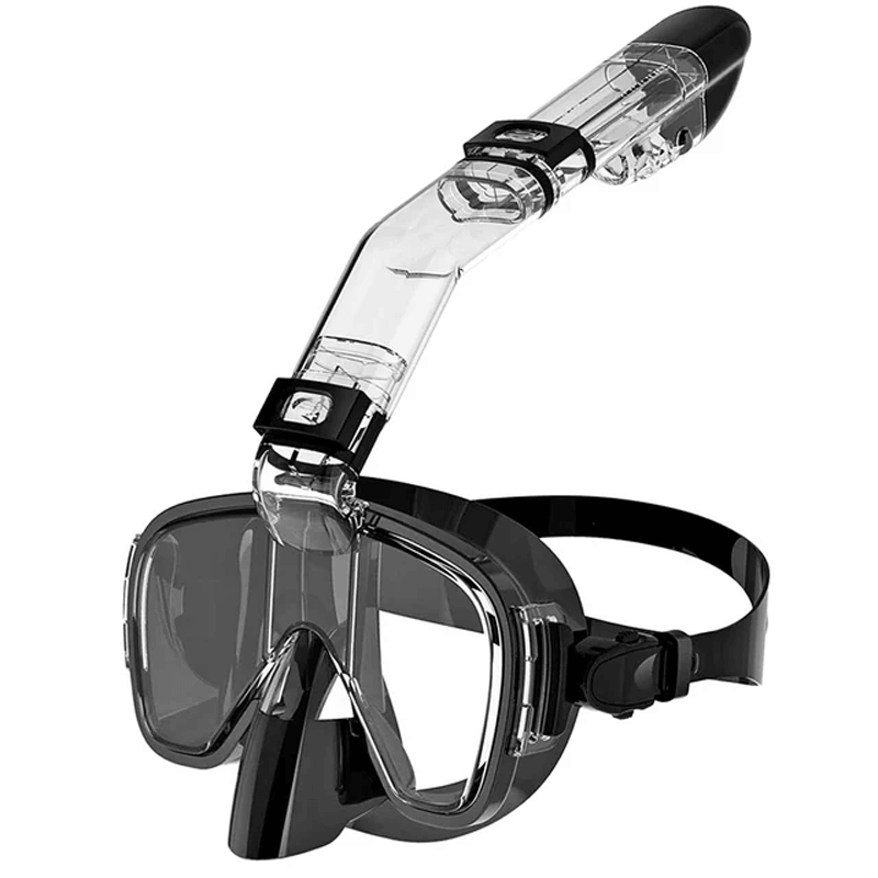 Hopfällbar snorkelmask – Helmask med torrsnorkel och imfri sikt