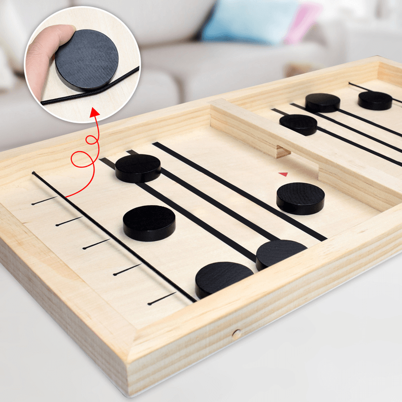 Sling Puck-spel – Snabbt brädspel för två med gummiband och puckar