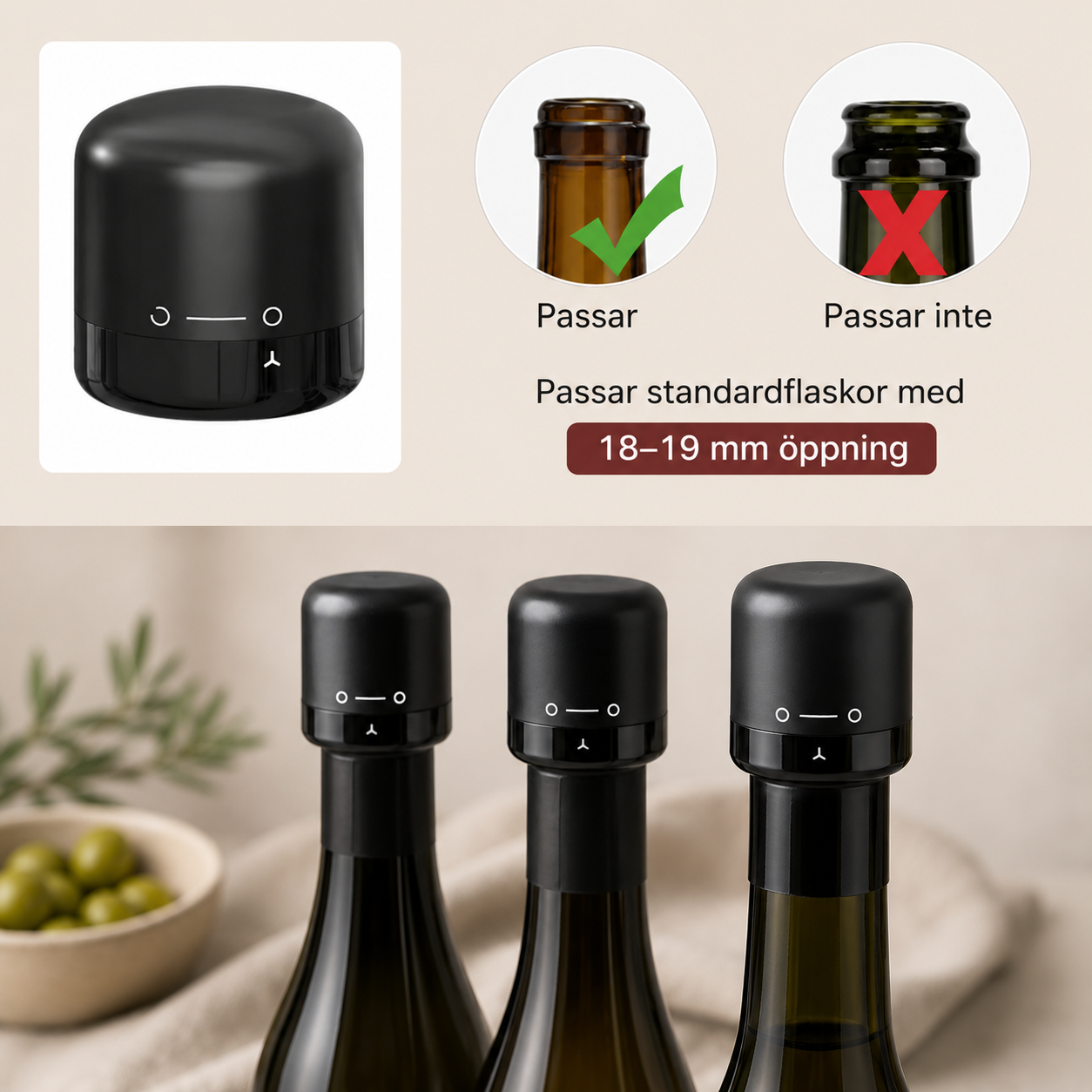 Vakuumpropp för Vin & Champagne