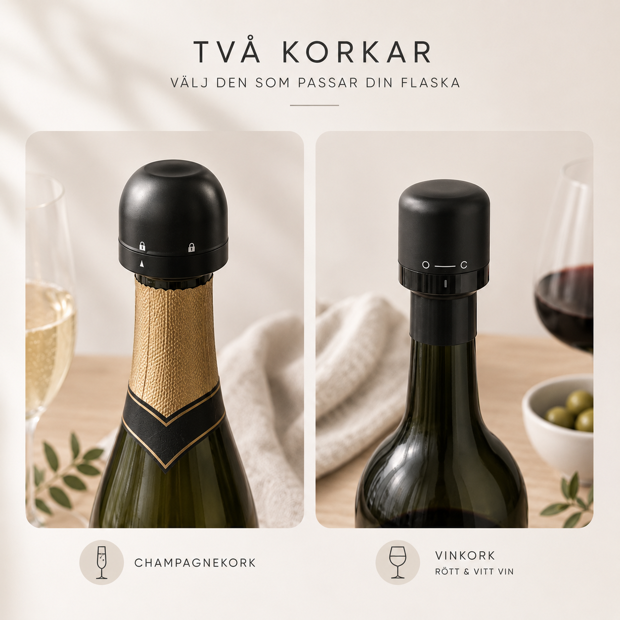 Vakuumpropp för Vin & Champagne