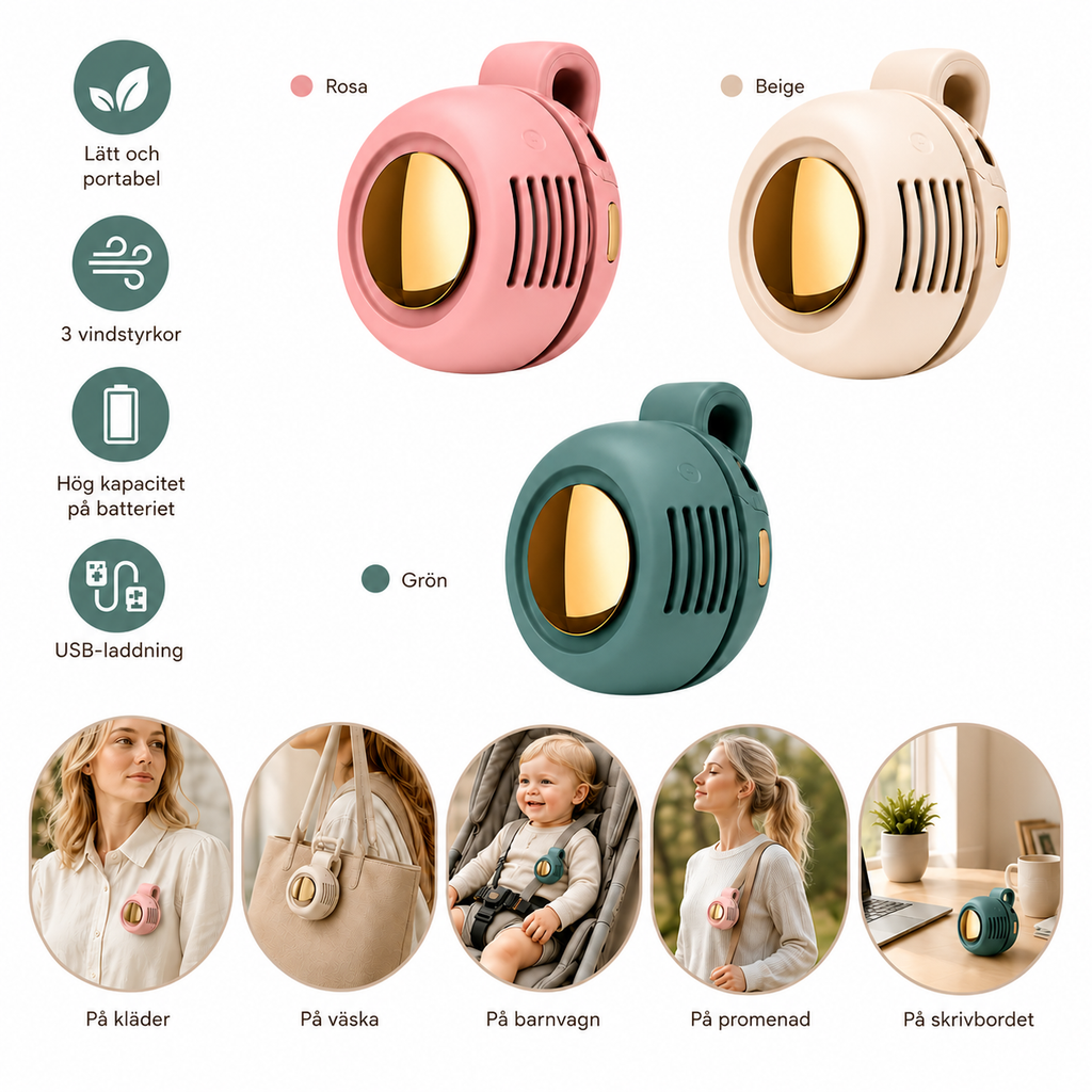 AirBreeze- Kompakt och portabel mini-fläkt