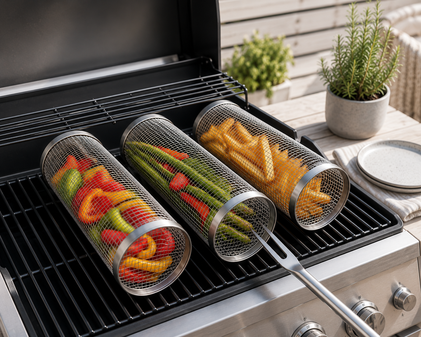 Grillkorg i rostfritt stål