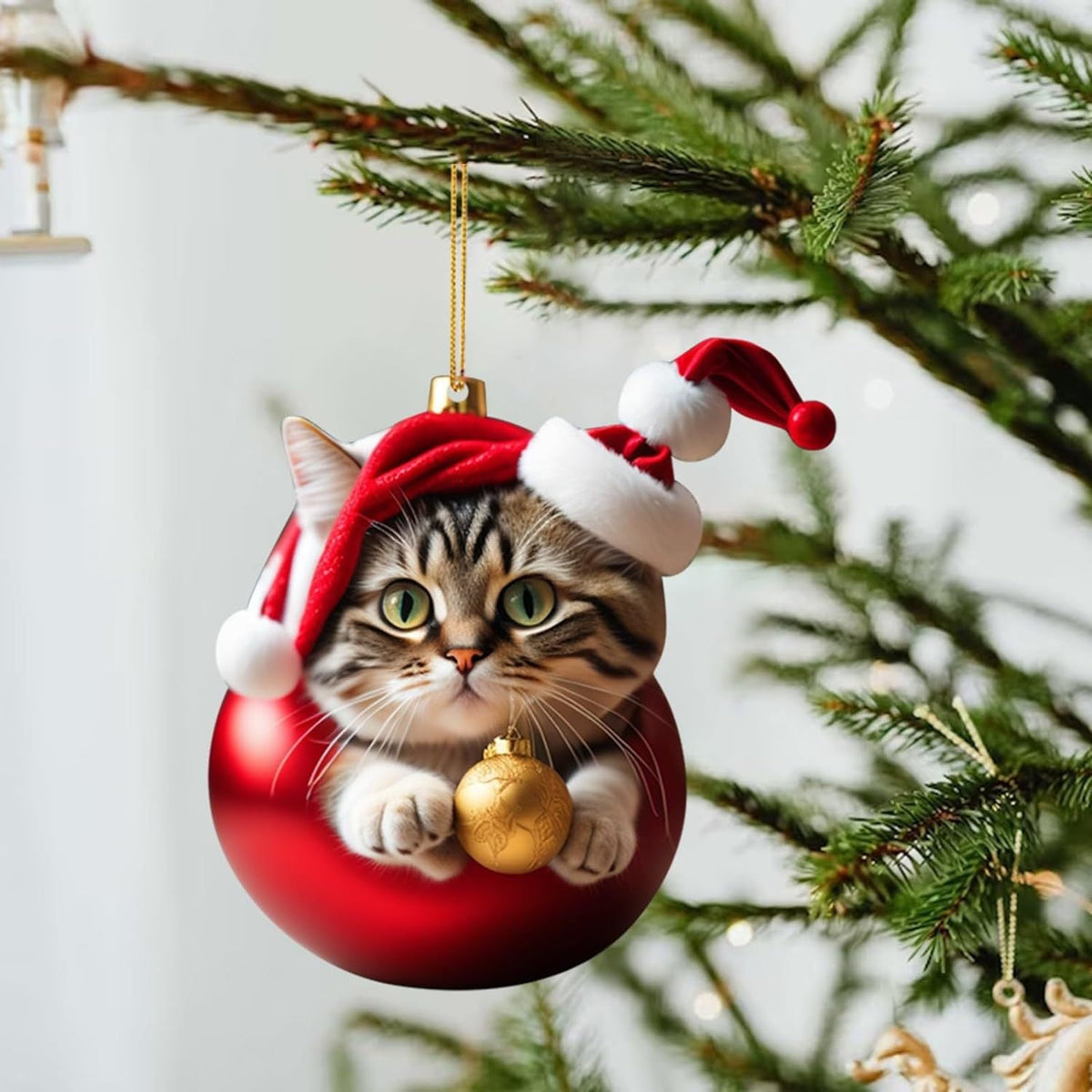 Julgranshänge katt med tomteluva – Söt julprydnad till granen