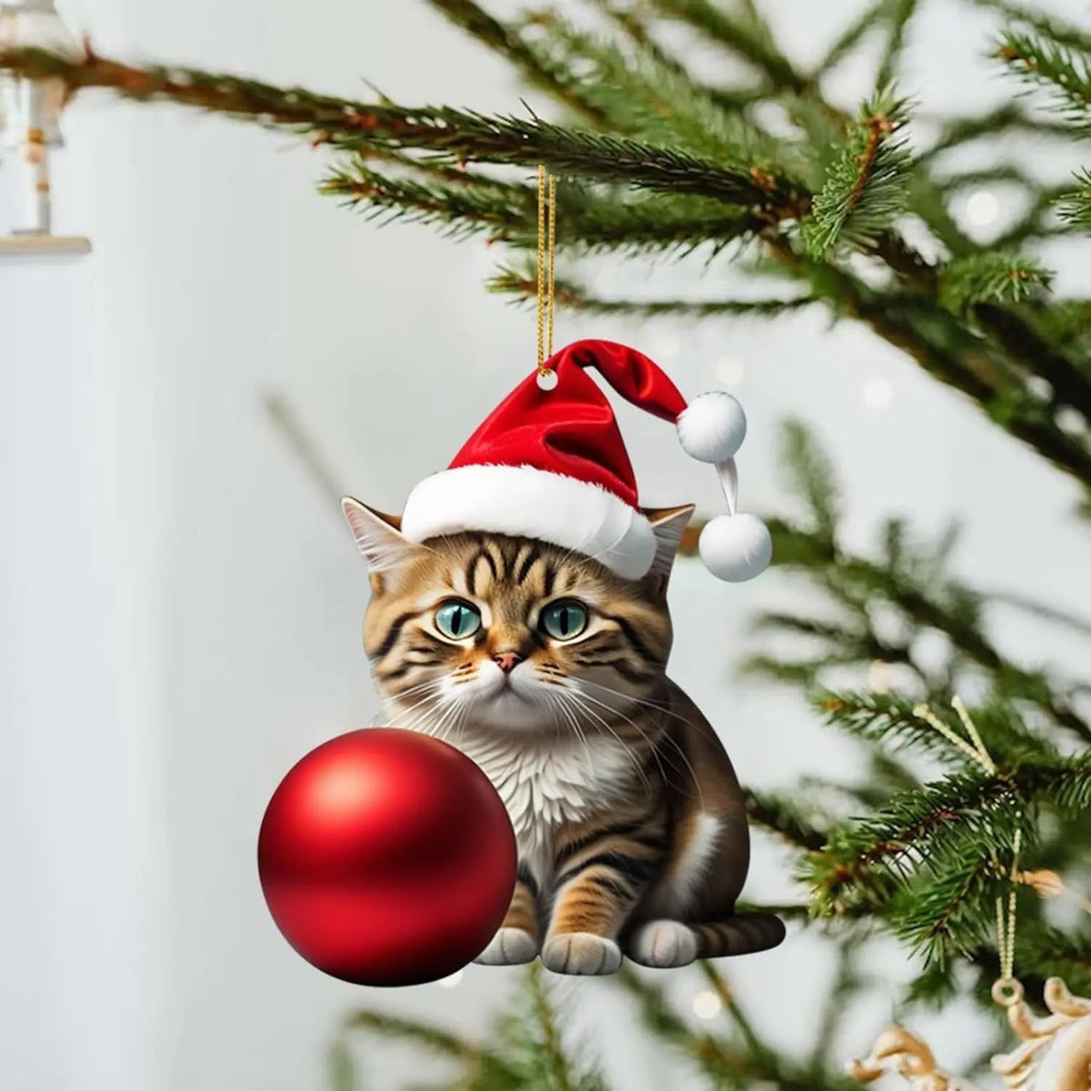 Julgranshänge katt med tomteluva – Söt julprydnad till granen
