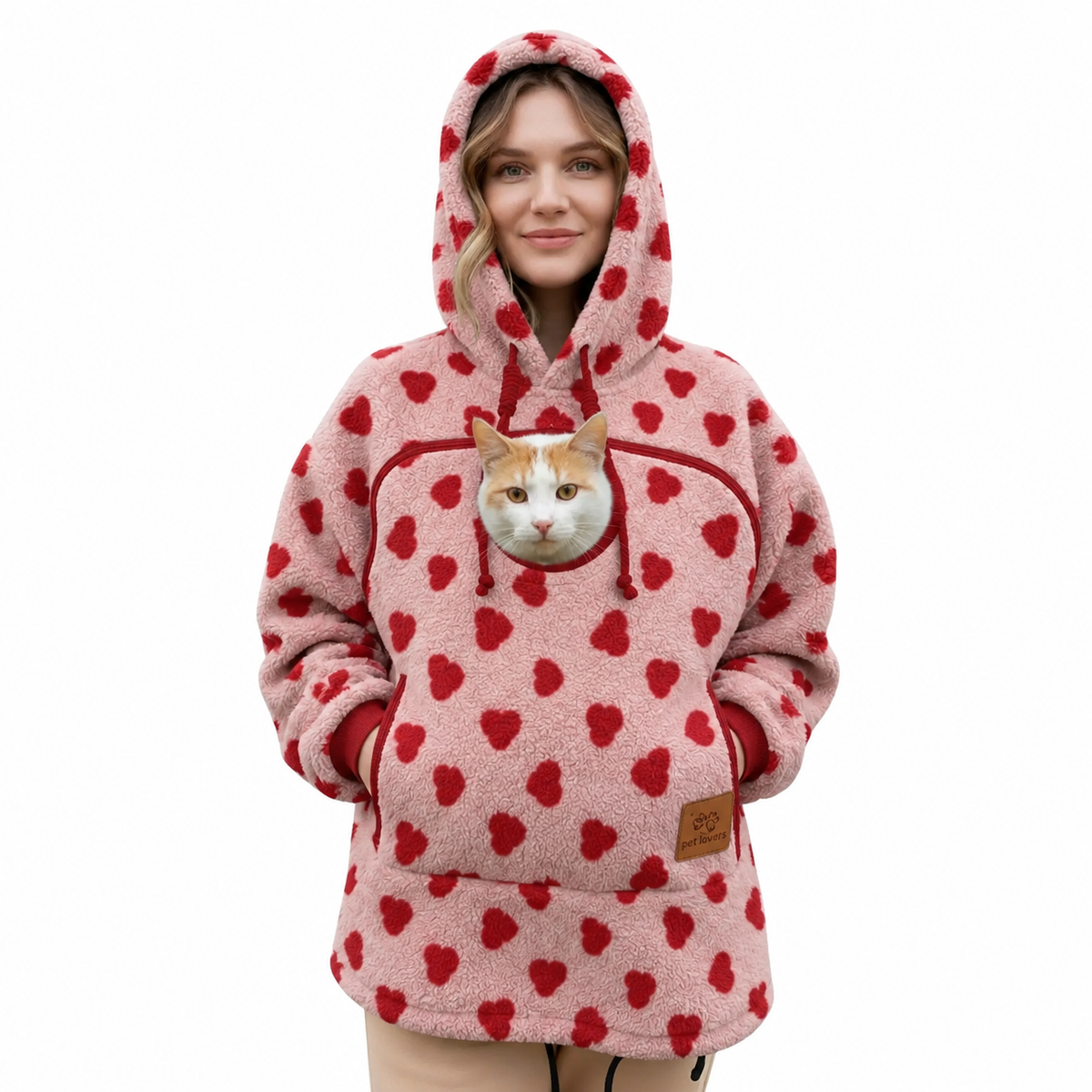 Sweat-shirt à capuche avec poche pour chat et chien en polaire douce