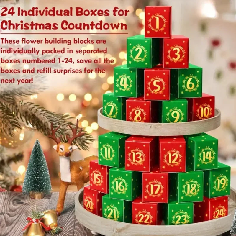 Julkalender Byggklossar – Blombukett med 24 blommor – bild 6