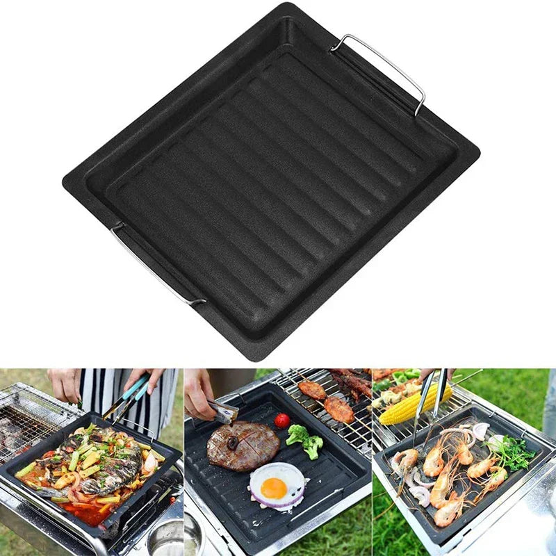 Grillplatta i gjutjärn – Vändbar platta för gasgrill och spis