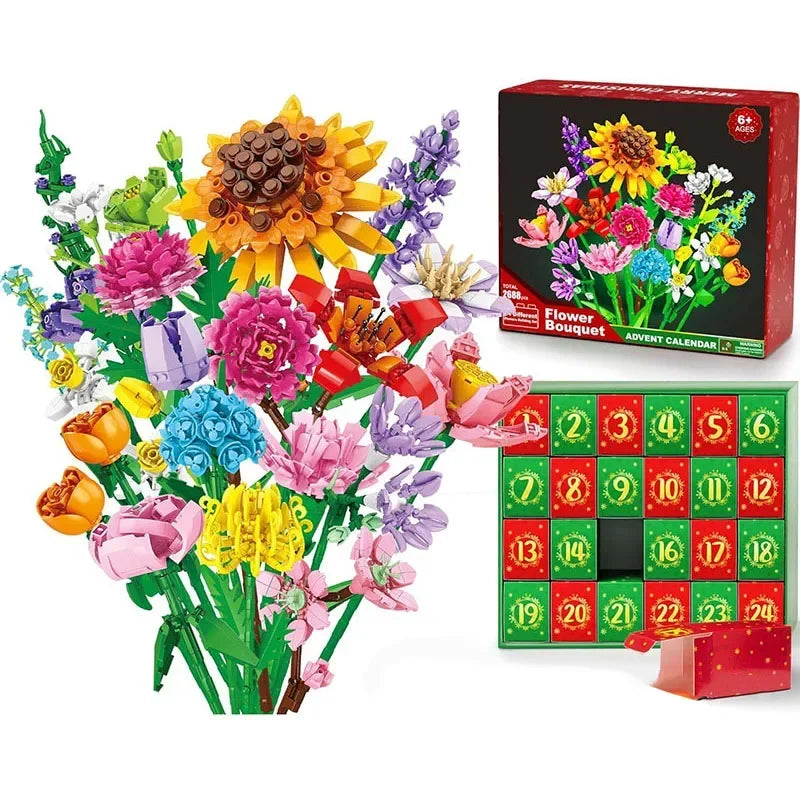 Julkalender Byggklossar – Blombukett med 24 blommor – bild 4