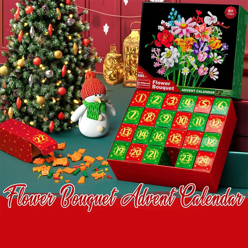 Julkalender Byggklossar – Blombukett med 24 blommor