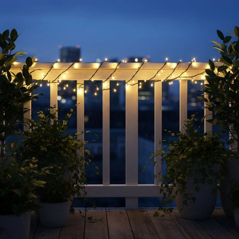 Solcellsslinga 20 m med 200 LED – Fjärrkontroll och skymningssensor