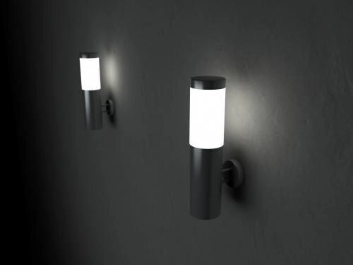 Solcellsvägglampa i rostfritt stål – Smal 37 cm pelare med varmvitt ljus