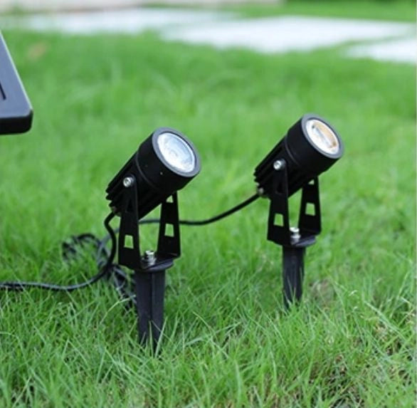 Solcellsspotlight 2-pack – Riktbart ljus med gemensam solpanel