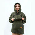 Militärgrön hoodie med ficka för katt och hund – teddyfleece