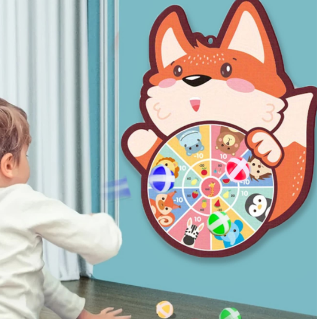 Väggspel med mjuk måltavla – Kastspel med bollar för inomhuslek