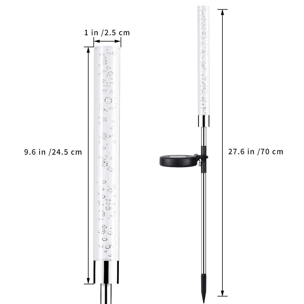 Solcellsljusrör 2-pack – 70 cm med bubblande färgskiftande ljus