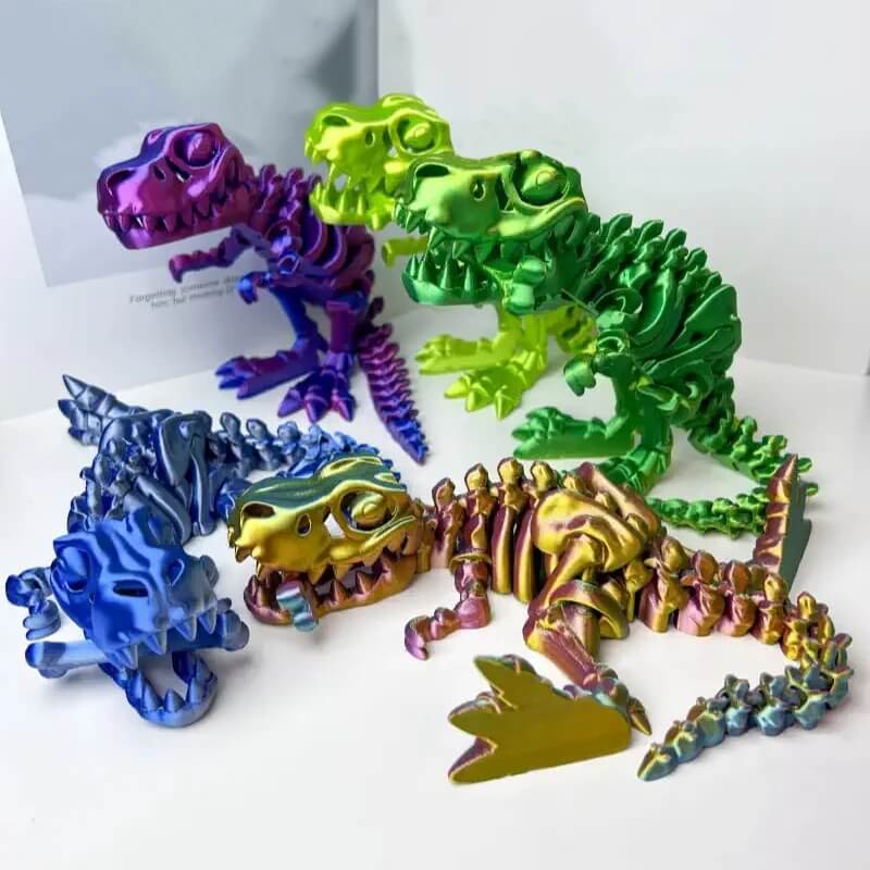 DinoFlex – Rörlig 3D-printad dinosaurie | Fidgetleksak & rumsdekoration