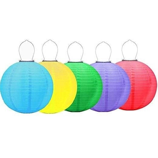 Papperslykta med solcell 30 cm – Hängande lykta i nylon