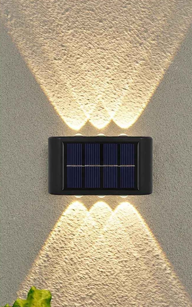Applique murale solaire d'extérieur – Éclairage haut et bas sans aucun branchement électrique