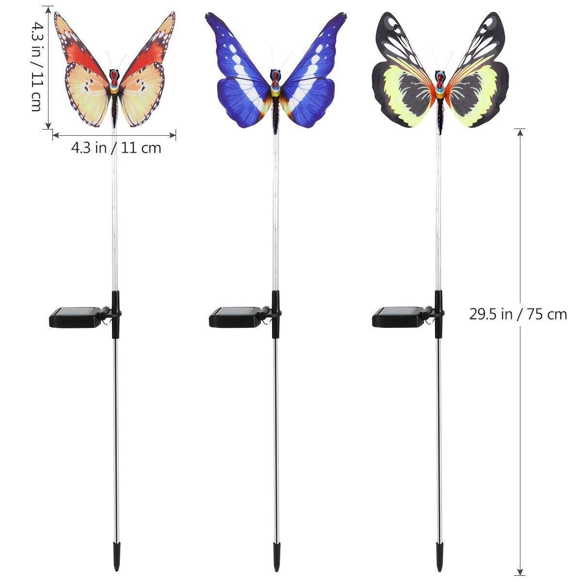 Solcellslampor fjäril 3-pack – Optisk fiber som växlar färg