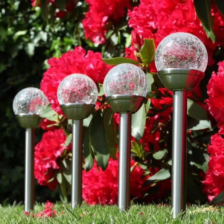 Solcellsljuskulor på spett 6-pack – Rostfritt stål och glas, 32 cm