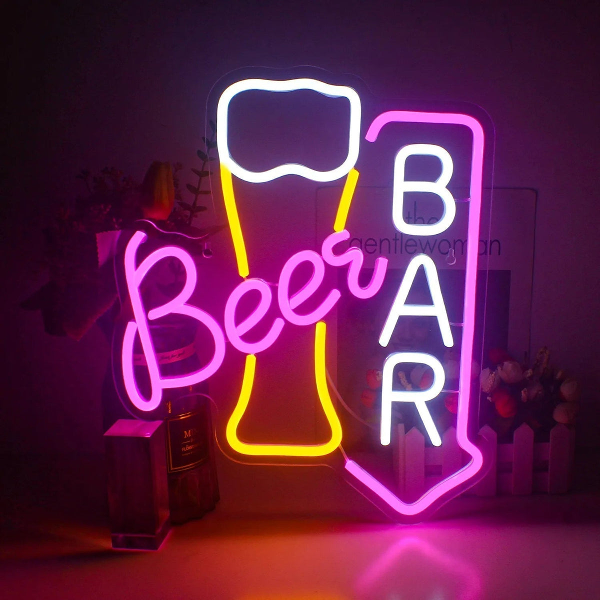 LED-neonskylt för bar och fest – Cocktails och öl, USB-drivet