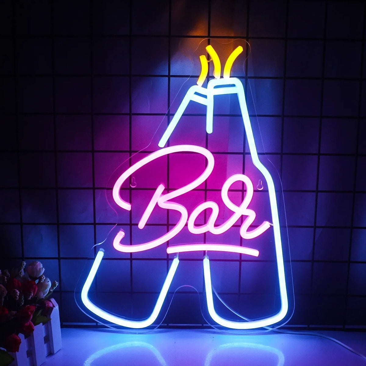 LED-neonskylt för bar och fest – Cocktails och öl, USB-drivet