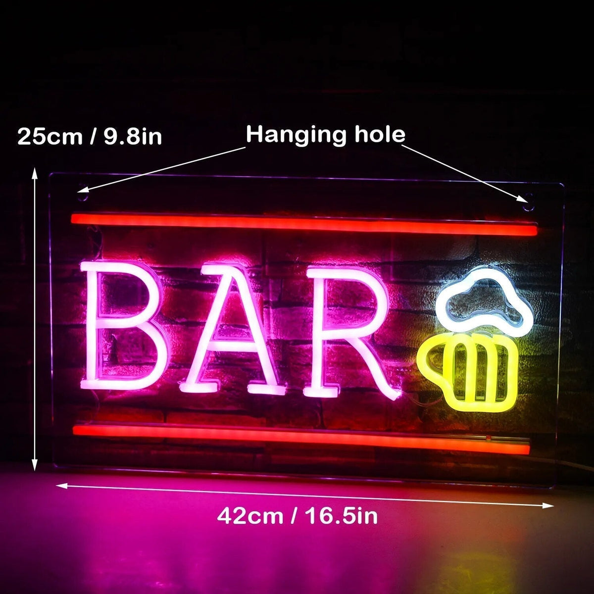 LED-neonskylt för bar och fest – Cocktails och öl, USB-drivet