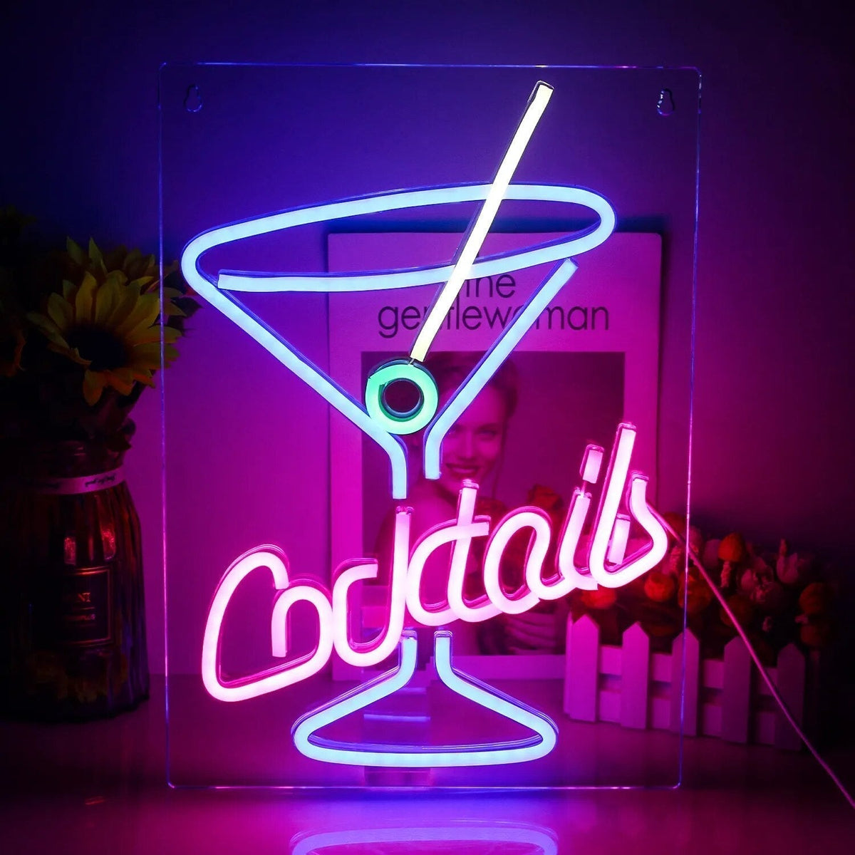 LED-neonskylt för bar och fest – Cocktails och öl, USB-drivet