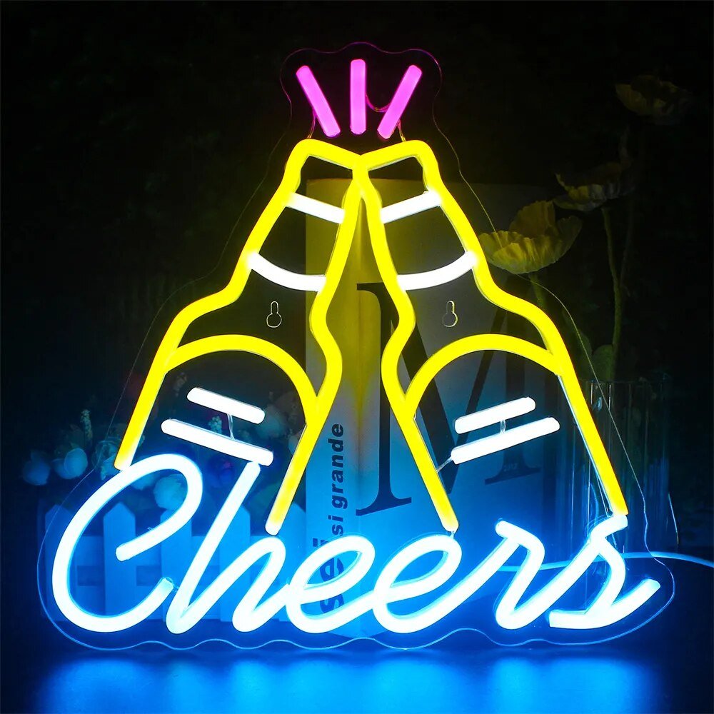 LED-neonskylt för bar och fest – Cocktails och öl, USB-drivet