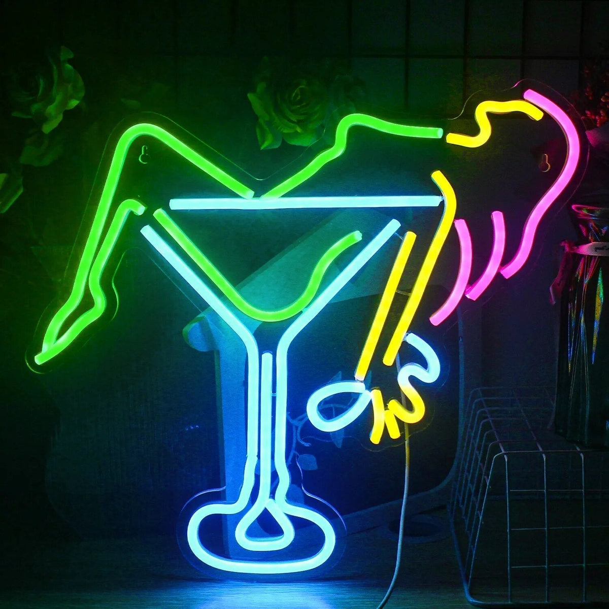 LED-neonskylt för bar och fest – Cocktails och öl, USB-drivet